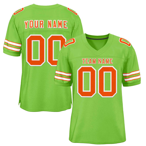 Custom Neon Green Orange-White Classic Style Authentic Football Jersey