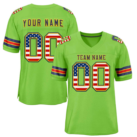Custom Neon Green Navy-Gold Classic Style Authentic Football Jersey