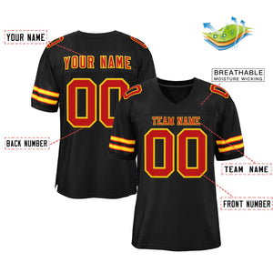 Custom Black Red-Gold Classic Style Authentic Football Jersey