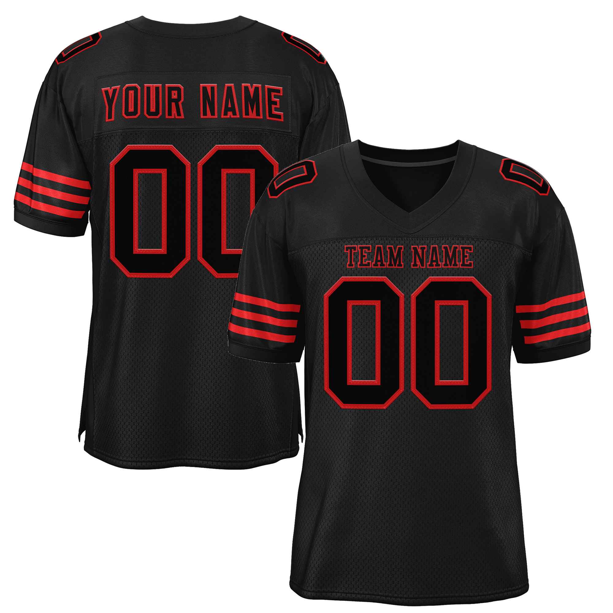 Custom Black Black-Red Classic Style Authentic Football Jersey