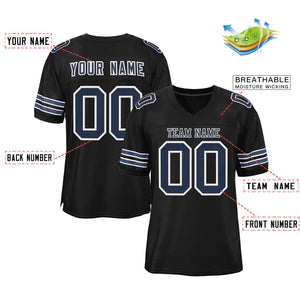 Custom Black Navy-White Classic Style Authentic Football Jersey