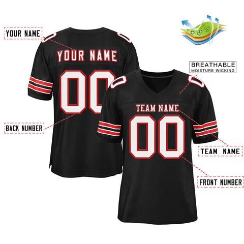 Custom Black White-Red Classic Style Authentic Football Jersey