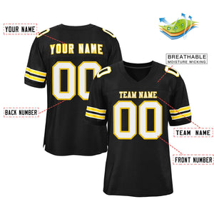 Custom Black White-Gold Classic Style Authentic Football Jersey