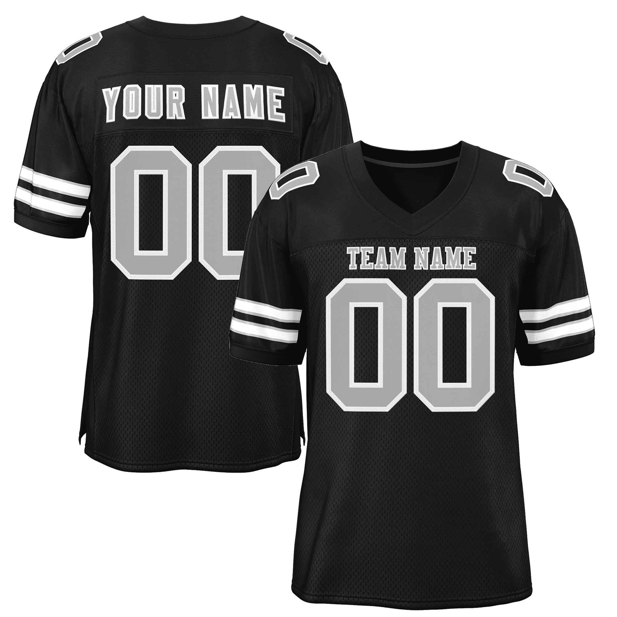 Custom Black Gray-White Classic Style Authentic Football Jersey