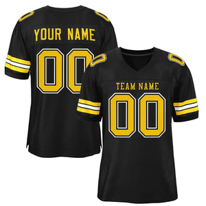 Custom Black Gold-Black Classic Style Authentic Football Jersey