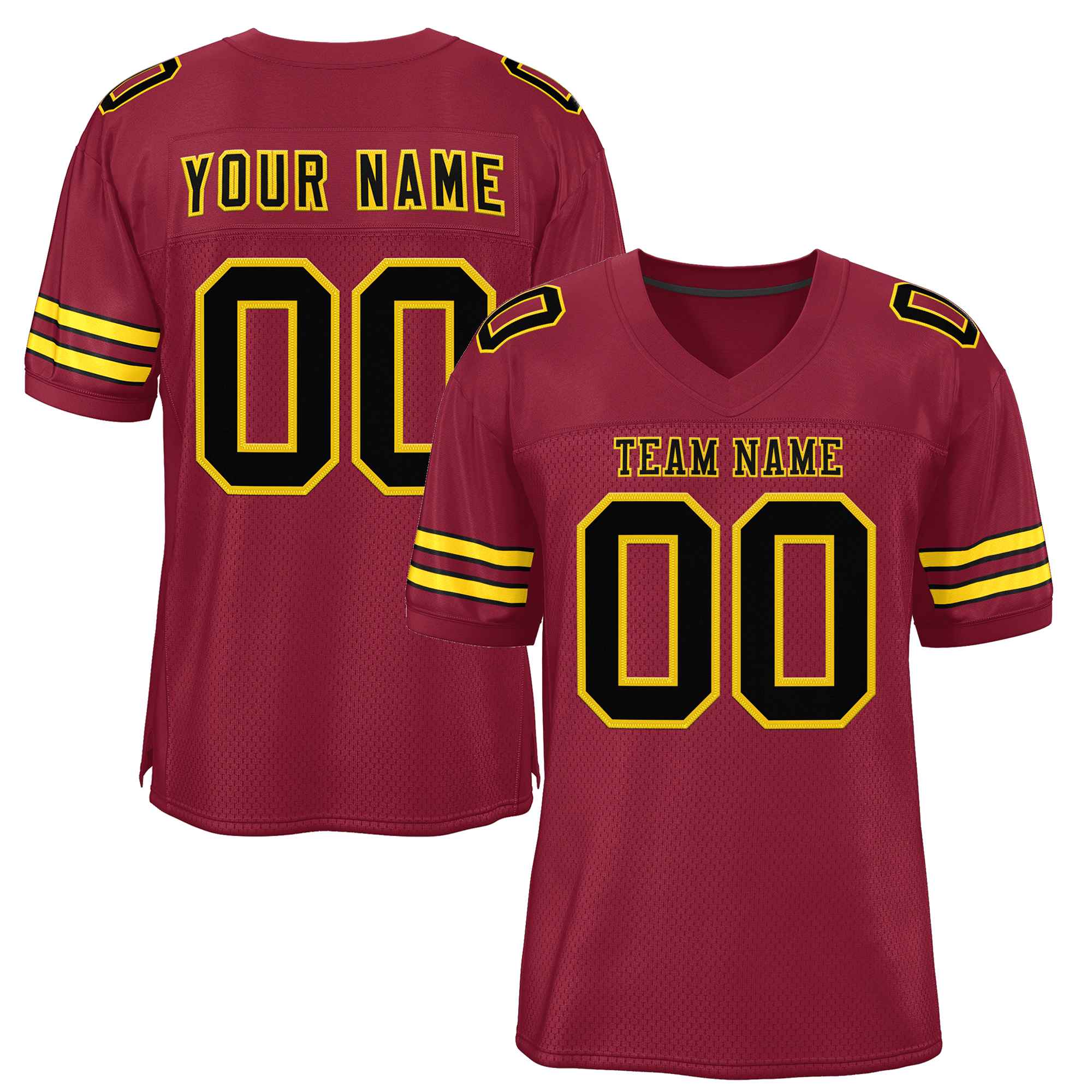 Custom Burgundy Black-Gold Classic Style Authentic Football Jersey