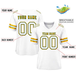 Custom White Gold-Kelly Green Classic Style Authentic Football Jersey