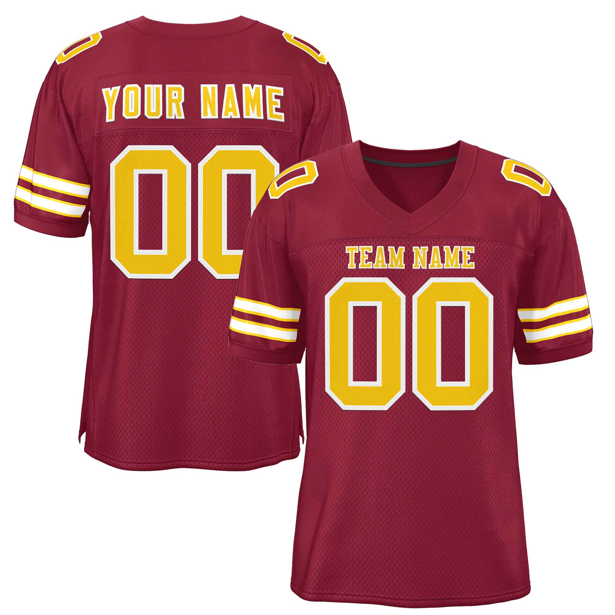 Custom Burgundy Gold-White Classic Style Authentic Football Jersey