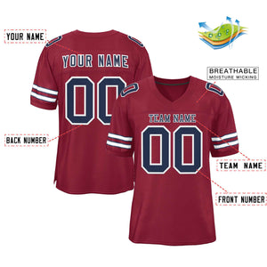 Custom Burgundy Navy-White Classic Style Authentic Football Jersey