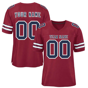 Custom Burgundy Navy-White Classic Style Authentic Football Jersey