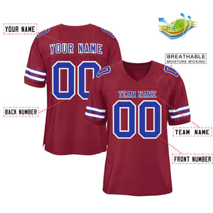 Custom Burgundy Royal-White Classic Style Authentic Football Jersey