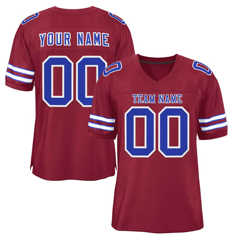 Custom Burgundy Royal-White Classic Style Authentic Football Jersey