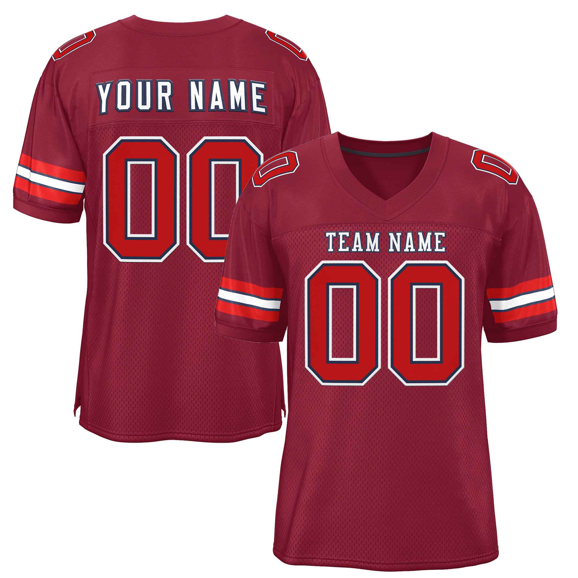 Custom Burgundy White-Navy Classic Style Authentic Football Jersey