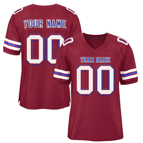 Custom Burgundy Royal-White Classic Style Authentic Football Jersey
