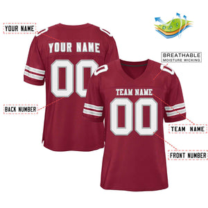 Custom Burgundy White-Gray Classic Style Authentic Football Jersey