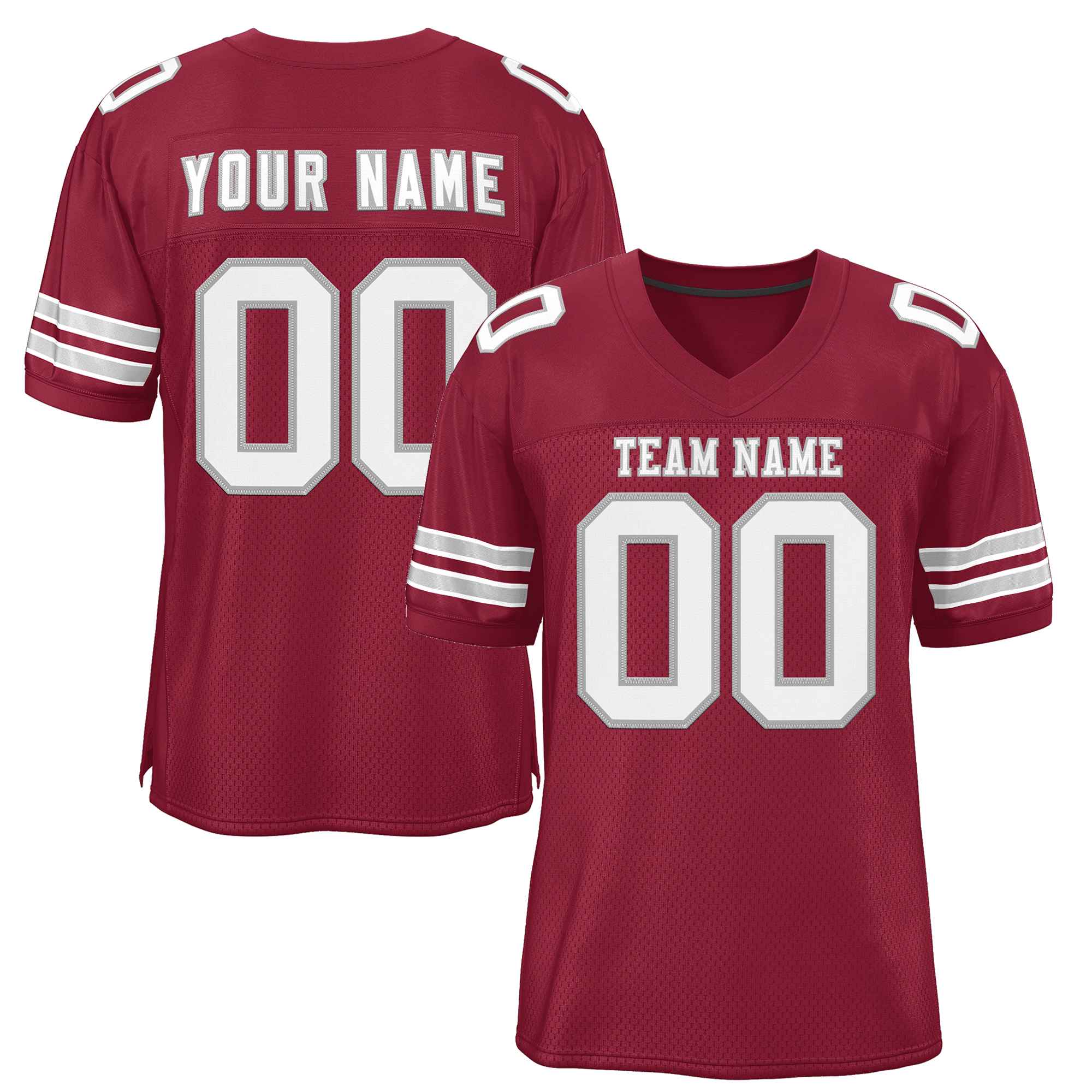 Custom Burgundy White-Gray Classic Style Authentic Football Jersey