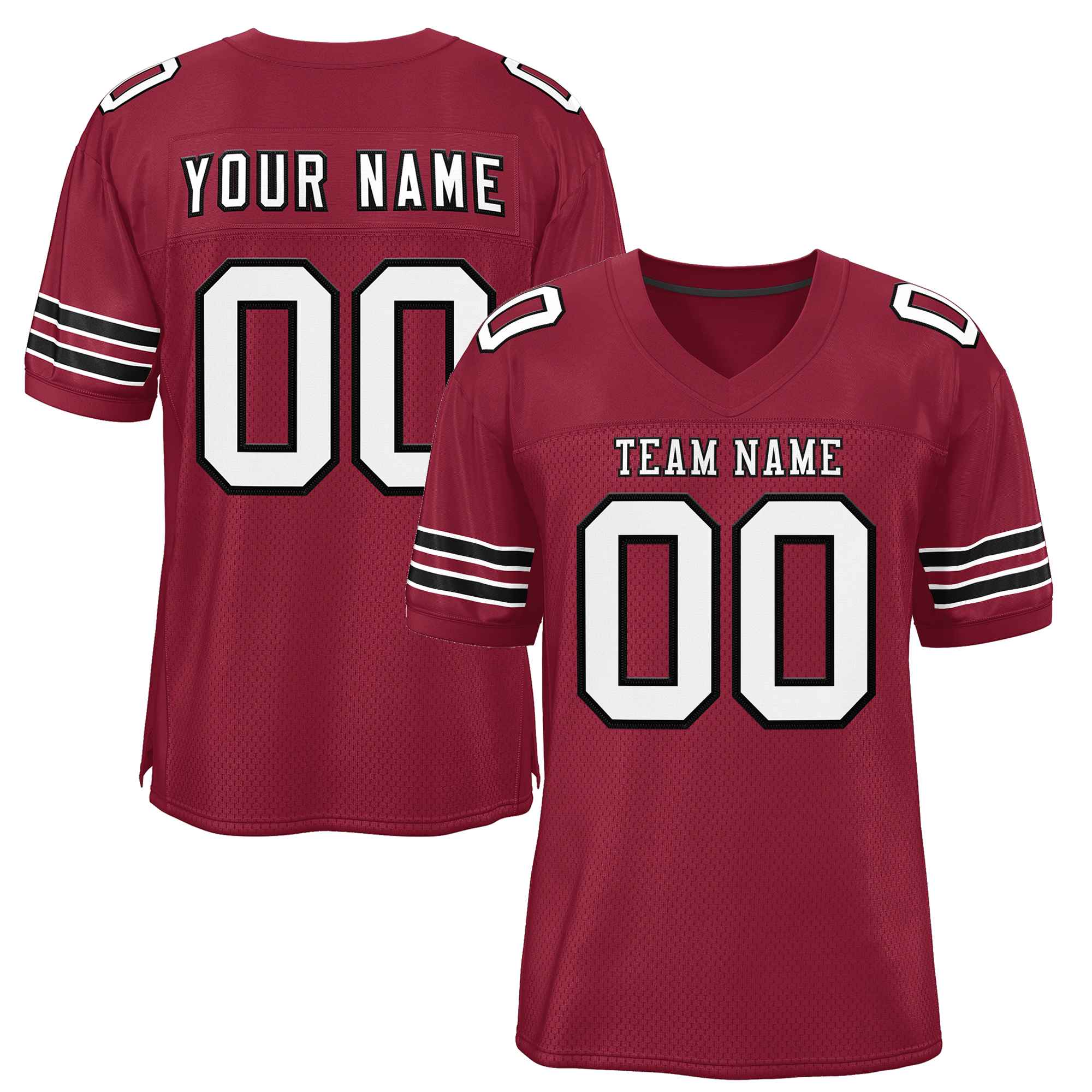 Custom Burgundy White-Black Classic Style Authentic Football Jersey