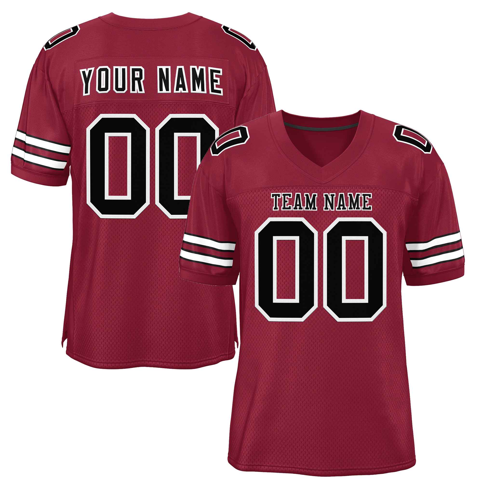 Custom Burgundy Black-White Classic Style Authentic Football Jersey