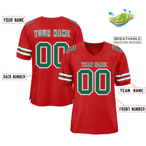 Custom Red Kelly Green-White Classic Style Authentic Football Jersey