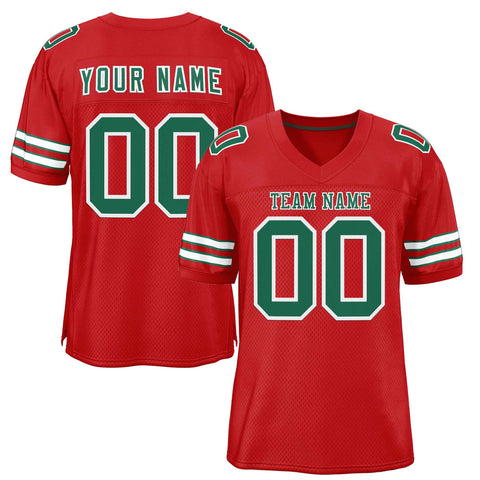 Custom Red Kelly Green-White Classic Style Authentic Football Jersey