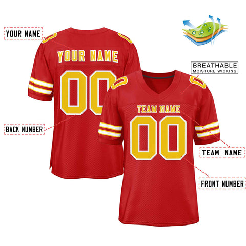 Custom Red Gold-White Classic Style Authentic Football Jersey