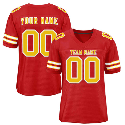 Custom Red Gold-White Classic Style Authentic Football Jersey