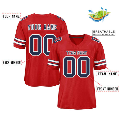 Custom Red Navy-White Classic Style Authentic Football Jersey