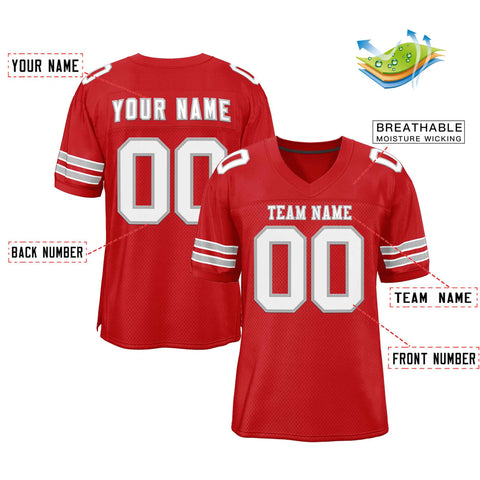 Custom Red White-Gray Classic Style Authentic Football Jersey