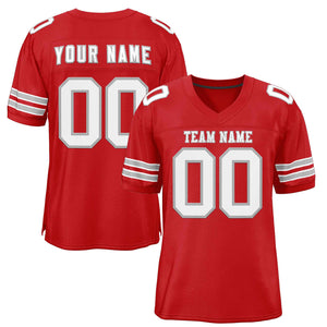 Custom Red White-Gray Classic Style Authentic Football Jersey