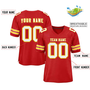 Custom Red White-Gold Classic Style Authentic Football Jersey