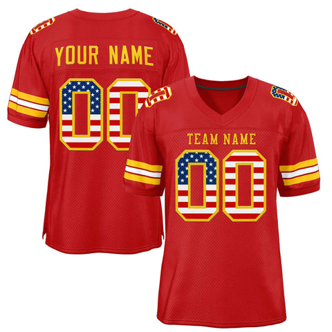 Custom Red Gold-Red Classic Style Authentic Football Jersey