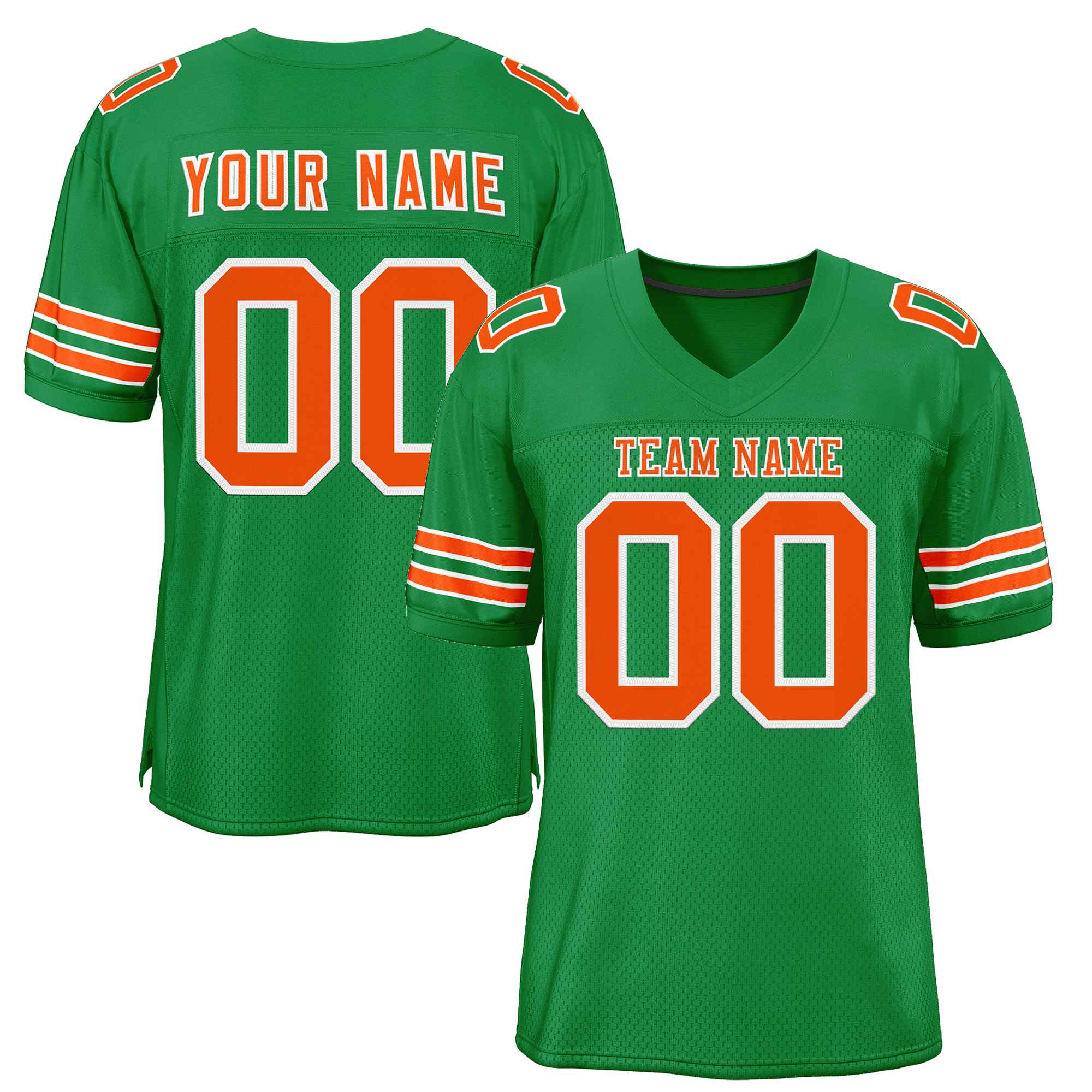 Custom Kelly Green Orange-White Classic Style Authentic Football Jersey