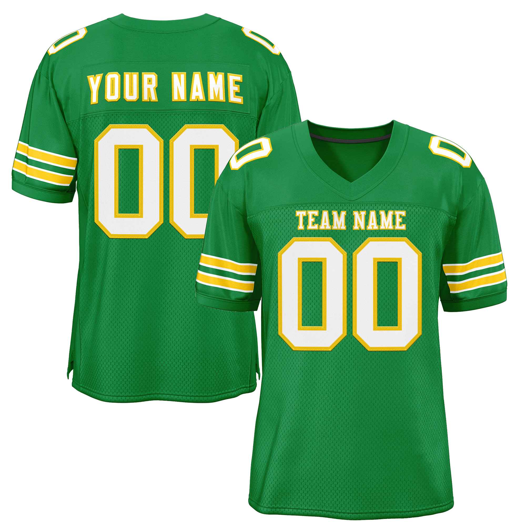 Custom Kelly Green White-Gold Classic Style Authentic Football Jersey