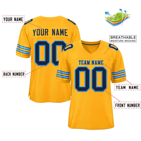 Custom Gold Navy-Light Blue Classic Style Authentic Football Jersey