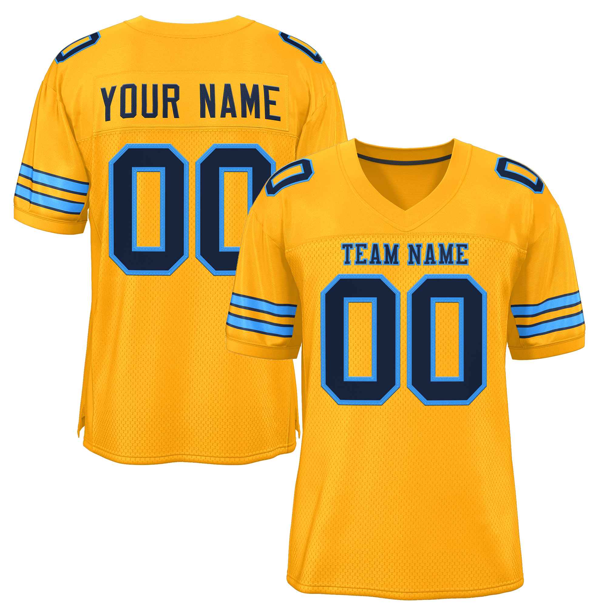 Custom Gold Navy-Light Blue Classic Style Authentic Football Jersey