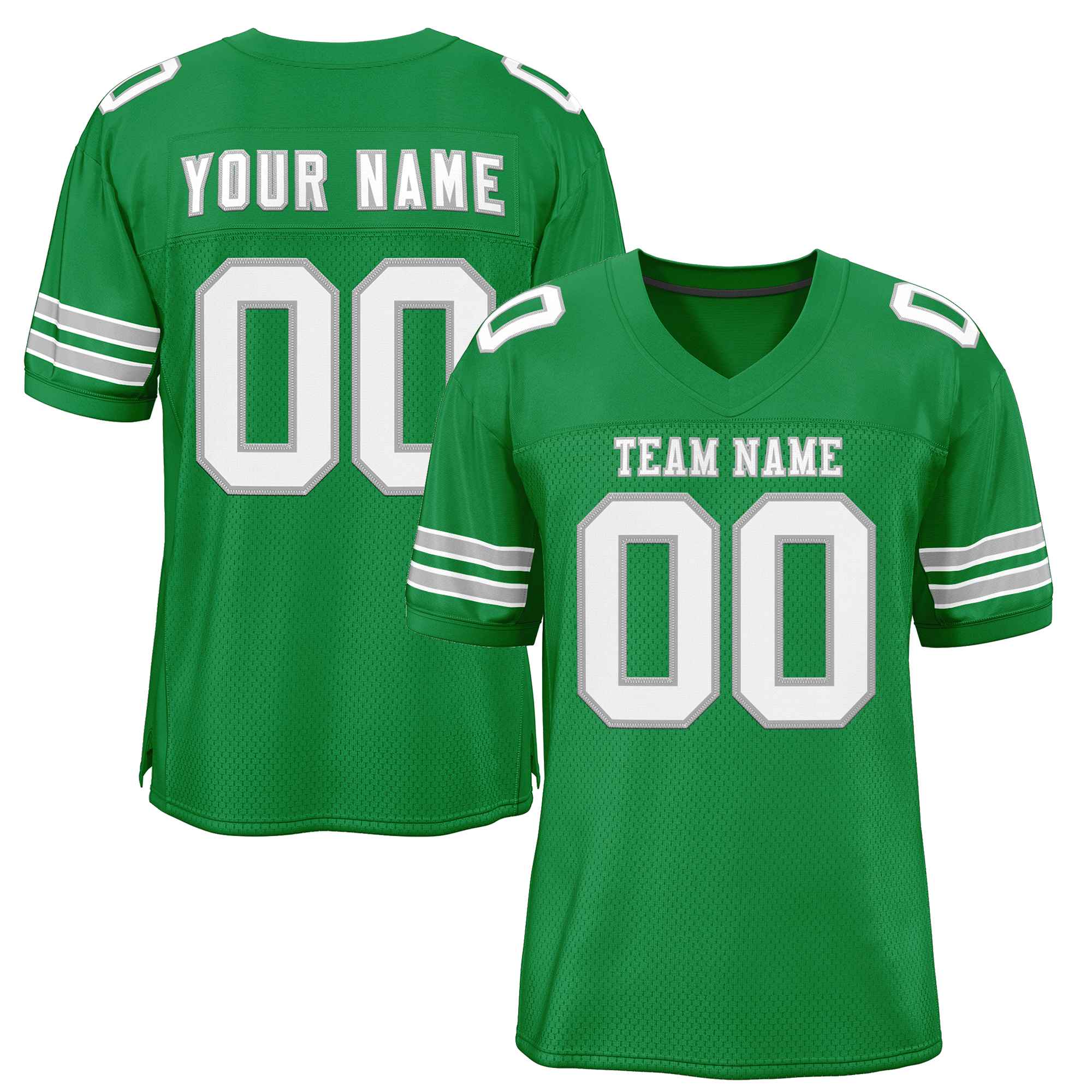 Custom Kelly Green White-Gray Classic Style Authentic Football Jersey