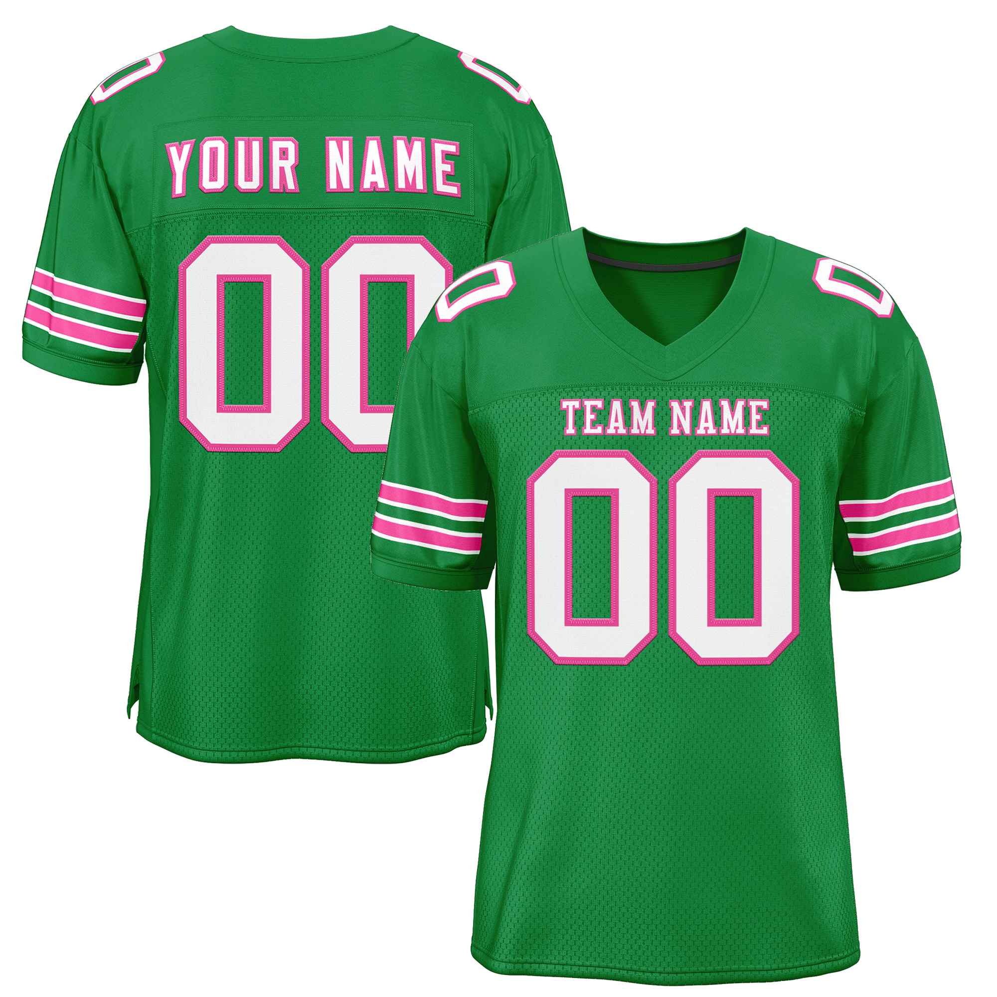 Custom Kelly Green White-Pink Classic Style Authentic Football Jersey