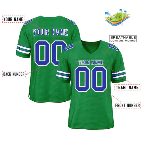 Custom Kelly Green Royal-White Classic Style Authentic Football Jersey