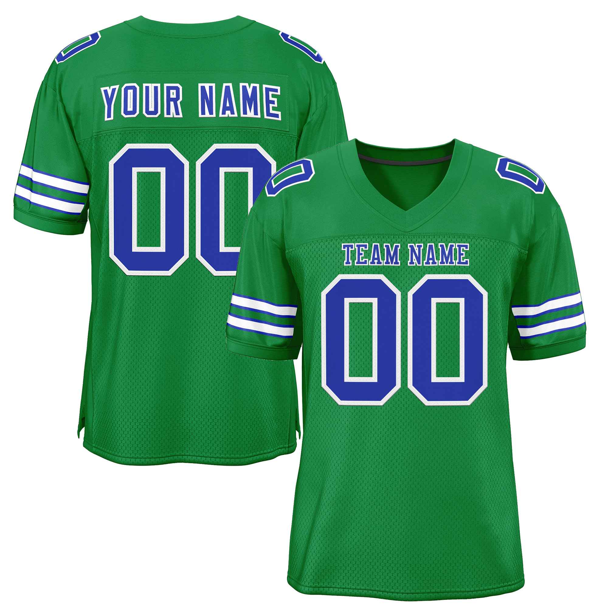 Custom Kelly Green Royal-White Classic Style Authentic Football Jersey