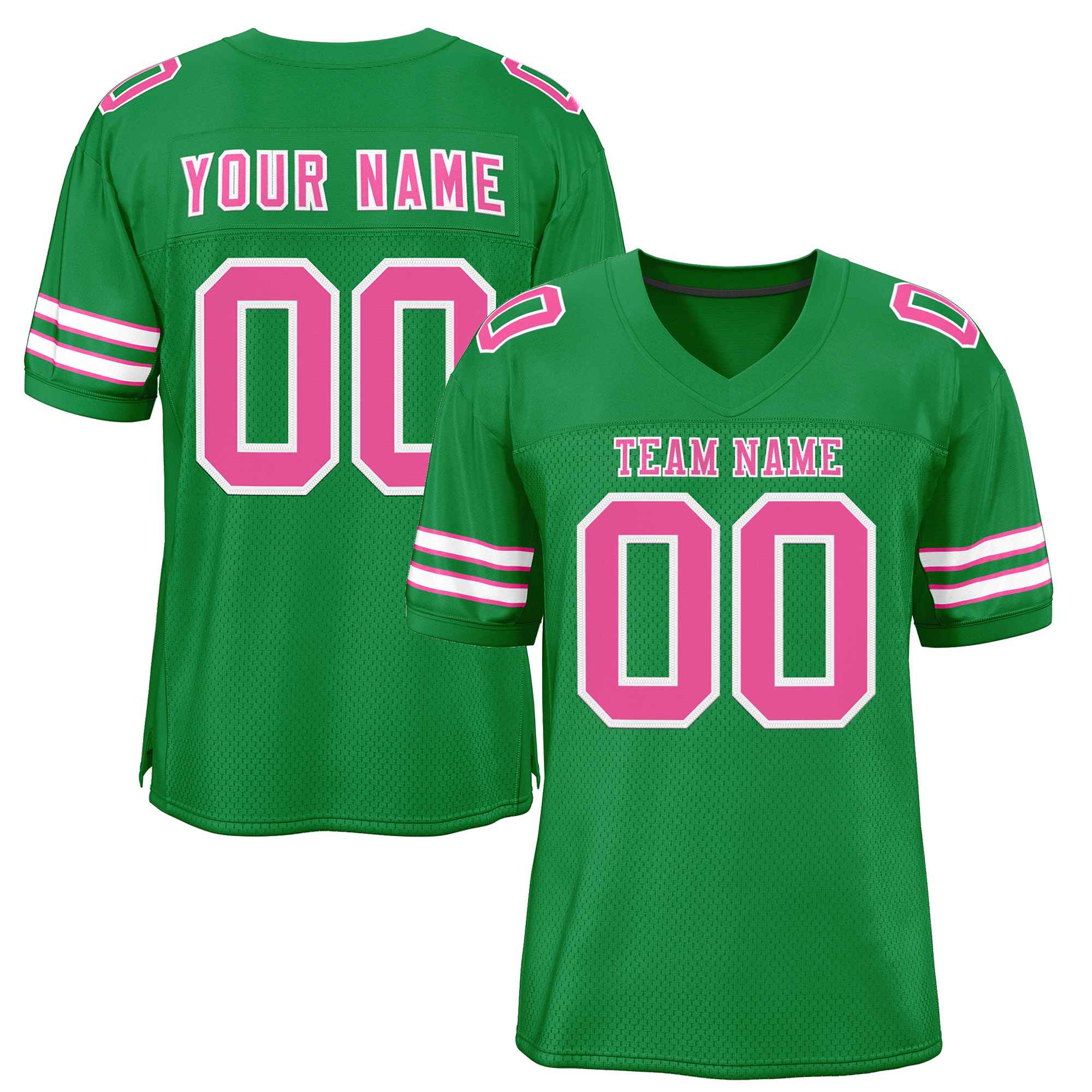 Custom Kelly Green Pink-White Classic Style Authentic Football Jersey