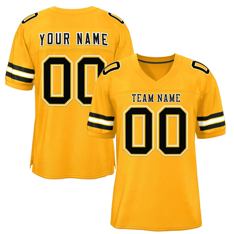 Custom Gold Black-White Classic Style Authentic Football Jersey
