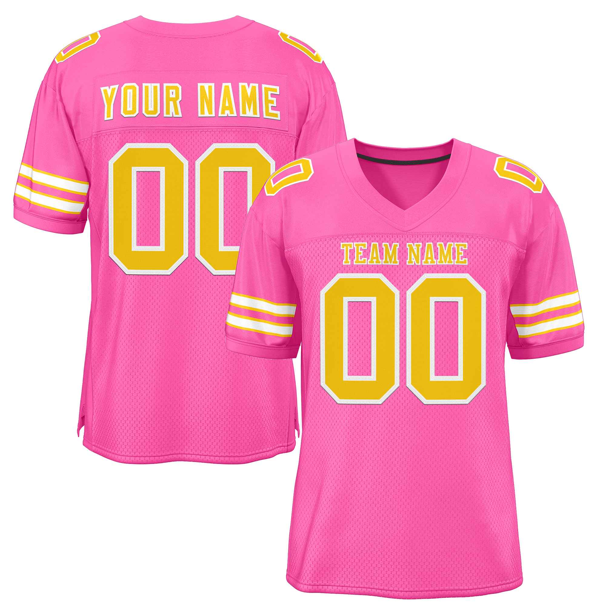 Custom Rose Pink Gold-White Classic Style Authentic Football Jersey