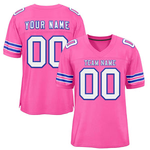 Custom Rose Pink White-Royal Classic Style Authentic Football Jersey