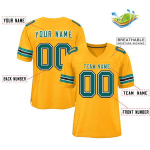 Custom Gold Aqua-White Classic Style Authentic Football Jersey