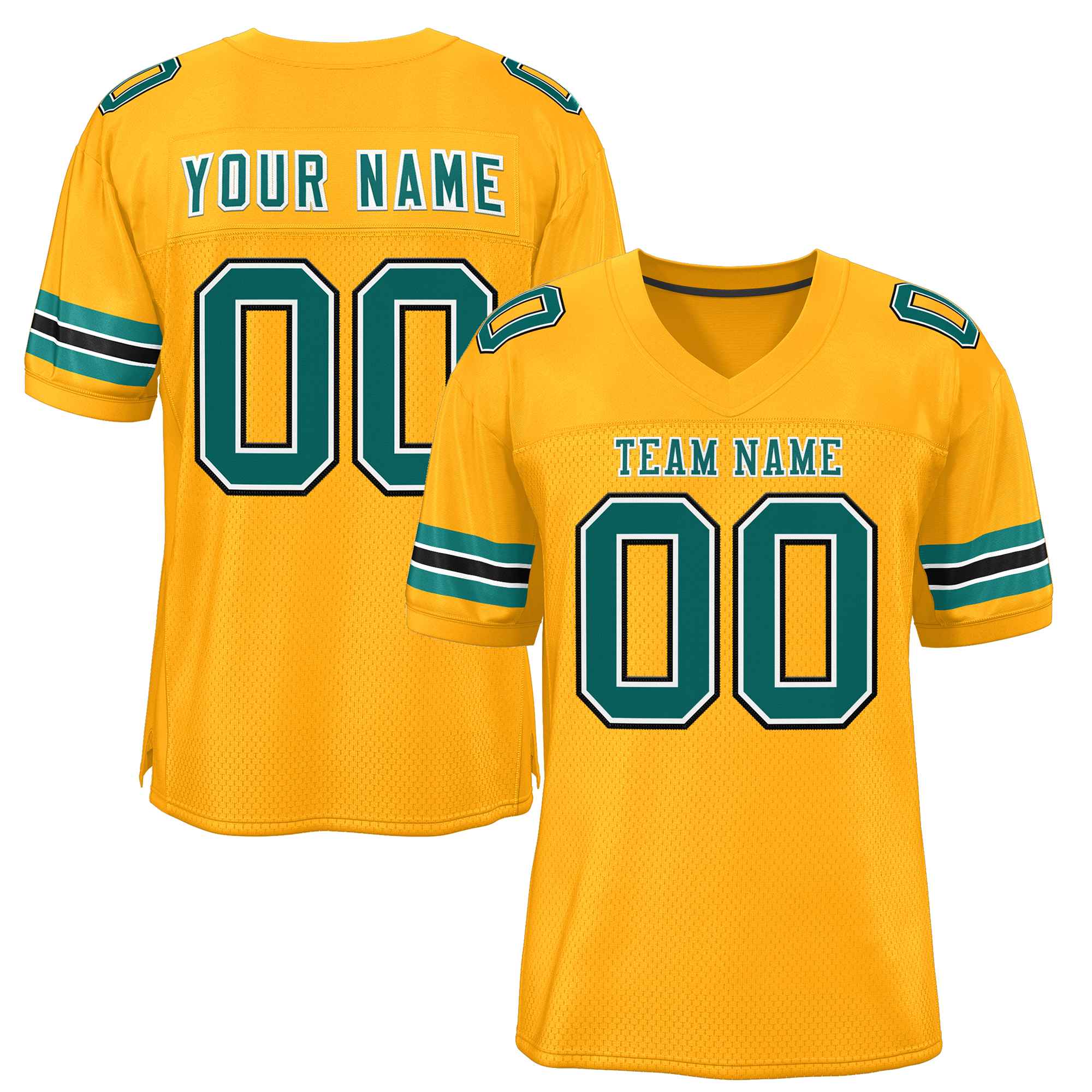 Custom Gold Aqua-White Classic Style Authentic Football Jersey