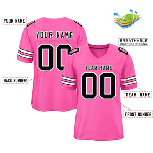 Custom Rose Pink Black-White Classic Style Authentic Football Jersey