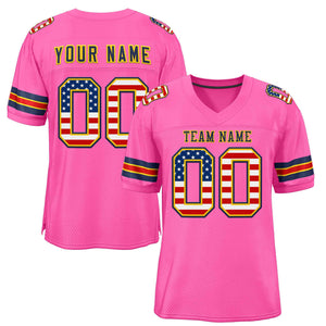 Custom Rose Pink Navy-Gold Classic Style Authentic Football Jersey