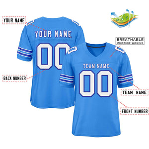 Custom Powder Blue White-Royal Classic Style Authentic Football Jersey