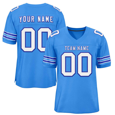 Custom Powder Blue White-Royal Classic Style Authentic Football Jersey