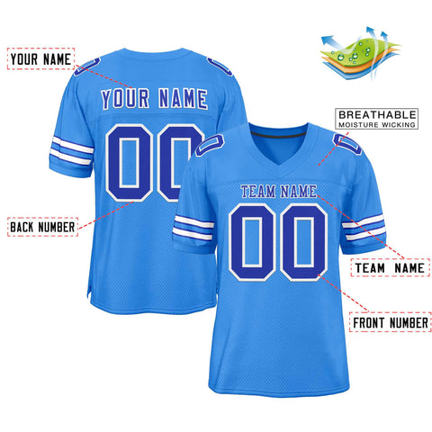 Custom Powder Blue Royal-White Classic Style Authentic Football Jersey